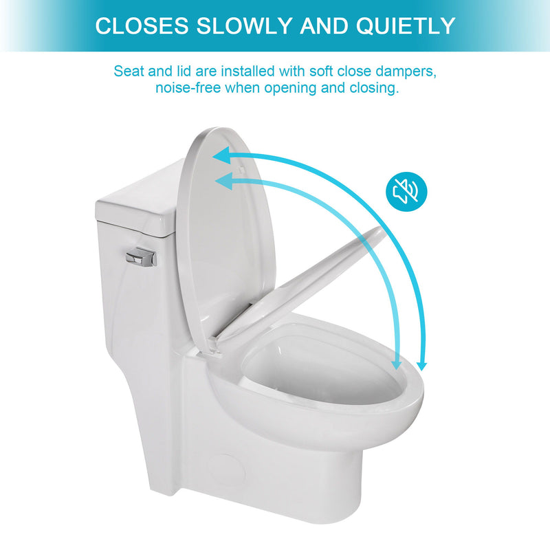 Modern Ceramic 1 Piece Toilet With Soft Closing Seat - White