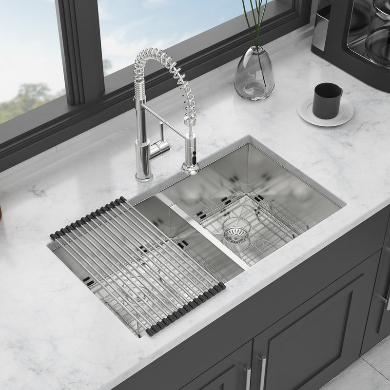 Modern Double Bowl Undermount Kitchen Sink 50 / 50 Design Stainless Steel