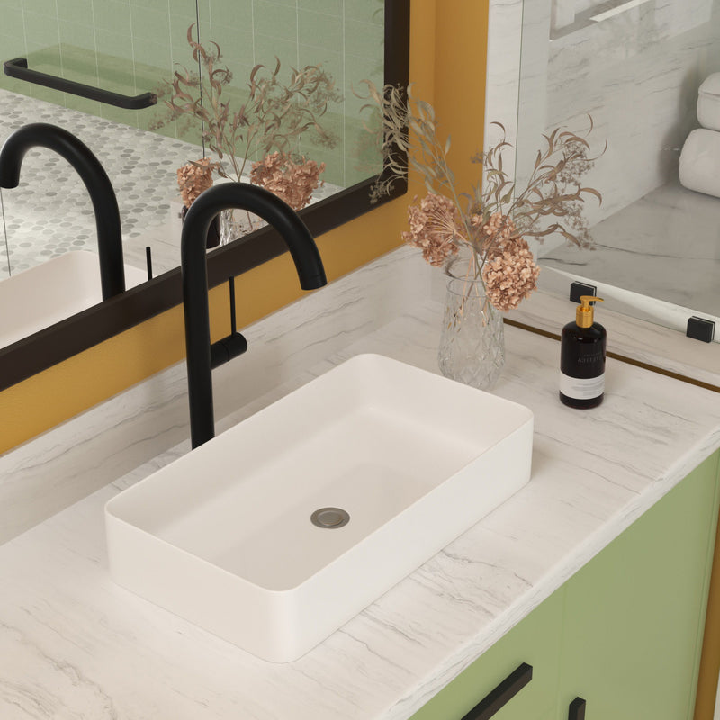 Modern Ceramic Rectangular Bathroom Vessel Sink With European Design