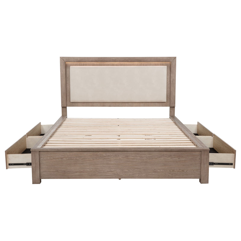 Gibbons - LED Storage Bed With Upholstered Headboard