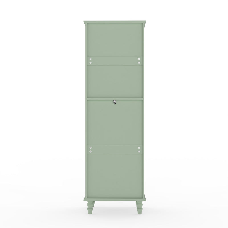 Curio Cabinet, Freestanding Vintage Display Storage Cabinet, Adjustable Shelves - Green
