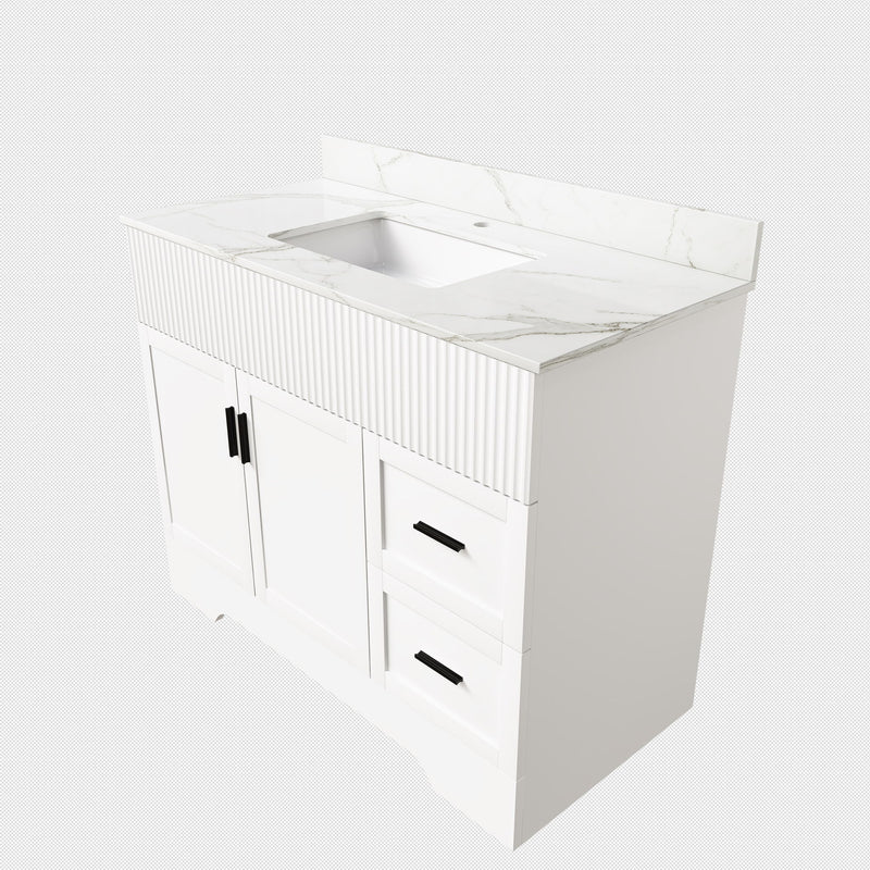 Bathroom Vanity Set, Fluted Cabinet, Soft Close Doors & Drawers - White