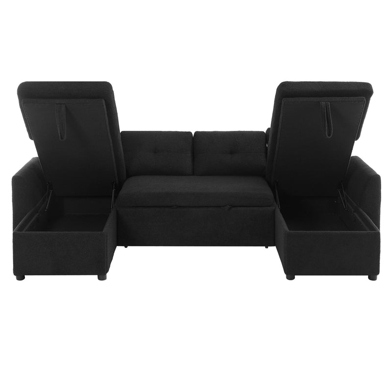 U-Shaped Sectional Sofa Bed With Storage And USB Ports