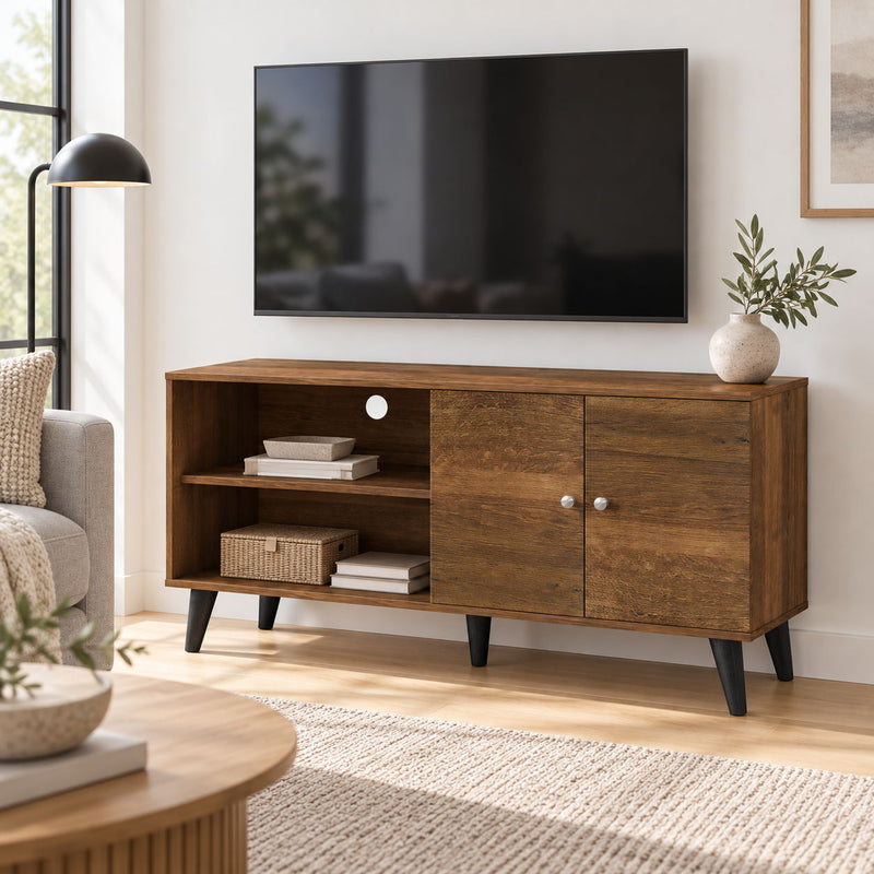Amidon - TV Stand, With 2 Storage Shelves And 1 Cabinet