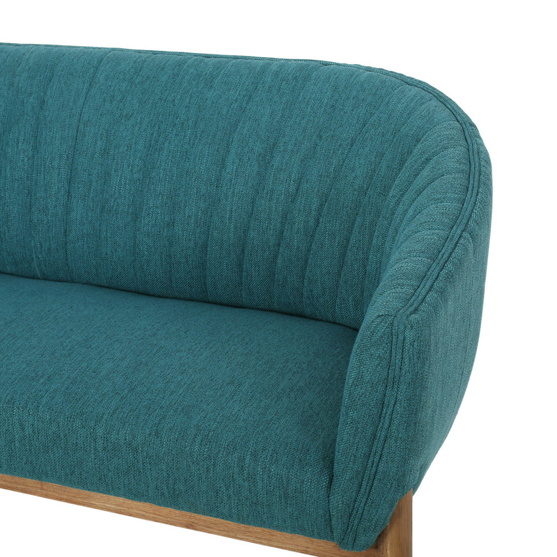 Mid Century Modern Loveseat With Channel Stitched Backrest