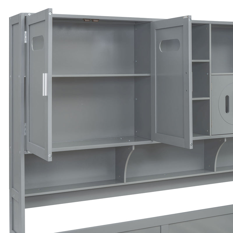 Daybed With All-In-One Cabinet And Shelf
