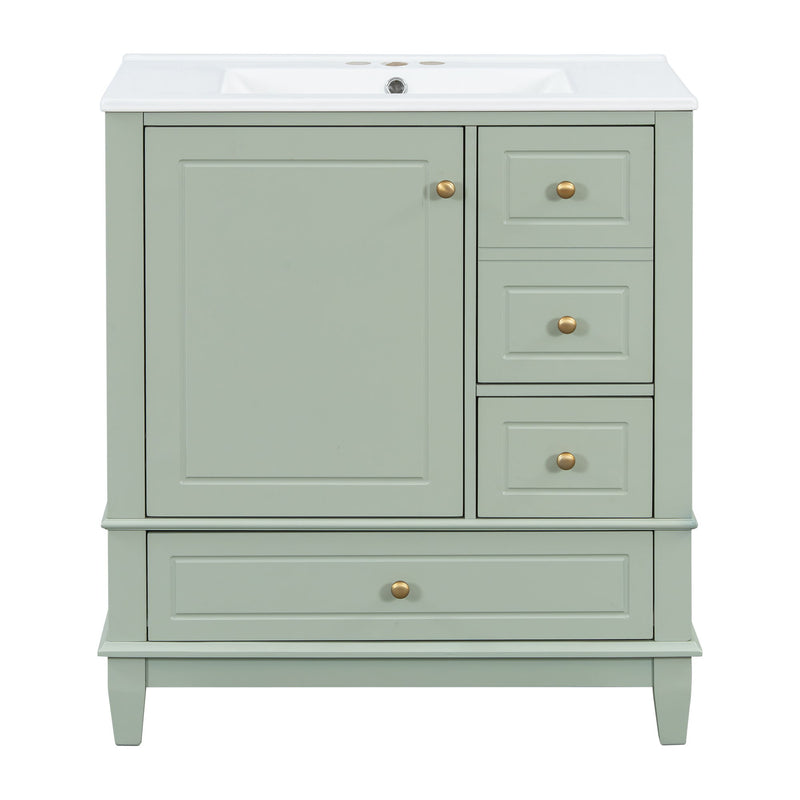 Freestanding Bathroom Vanity With Sink, Soft Close Door, 3 Drawers