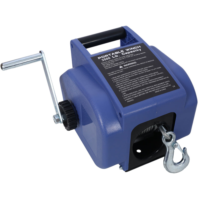 Reversible Electric 12V Trailer Winch For Boats Up To 6000 Lbs With Galvanized Wire Rope And Casing - Blue