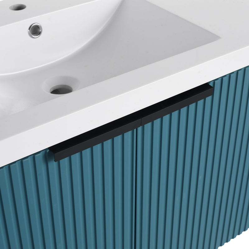 Contemporary Wall Mounted Bathroom Vanity With Resin Double Sink