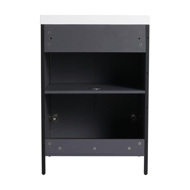 Modern Freestanding Bathroom Vanity With Resin Sink & Soft Close Cabinet Doors