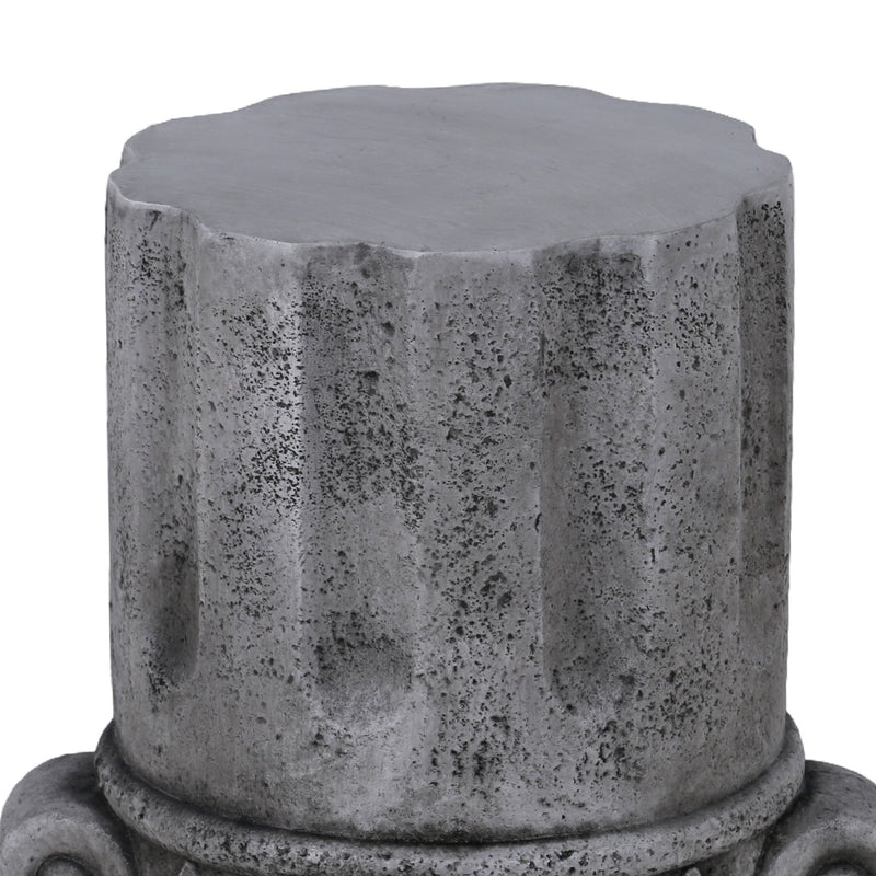 Outdoor End Table, Round Side Table For Patio And Garden - Antique Gray