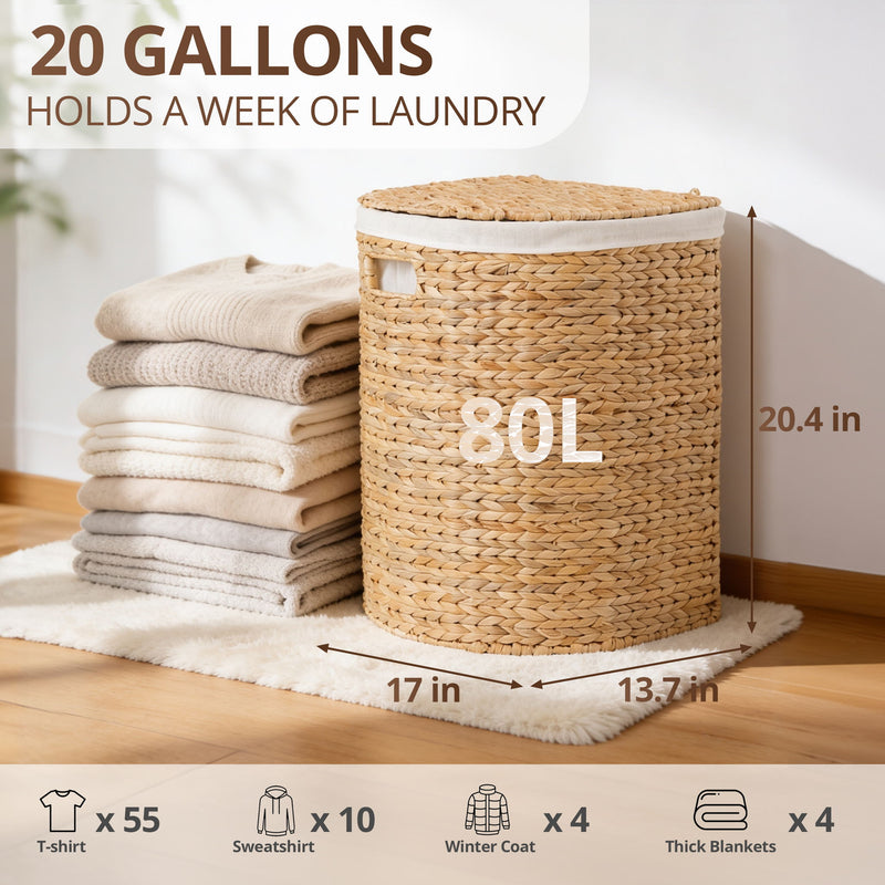 Half Oval Laundry Hamper With Lid - Light Brown
