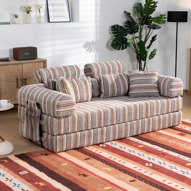 Convertible Sleeper Sofa Bed With High Density Compressed Sponge, Upholstered Couch For Living Room