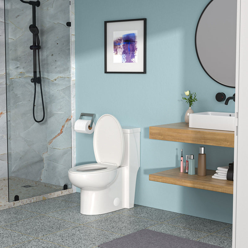 Modern Ceramic 1 Piece Toilet With Soft Closing Seat - White