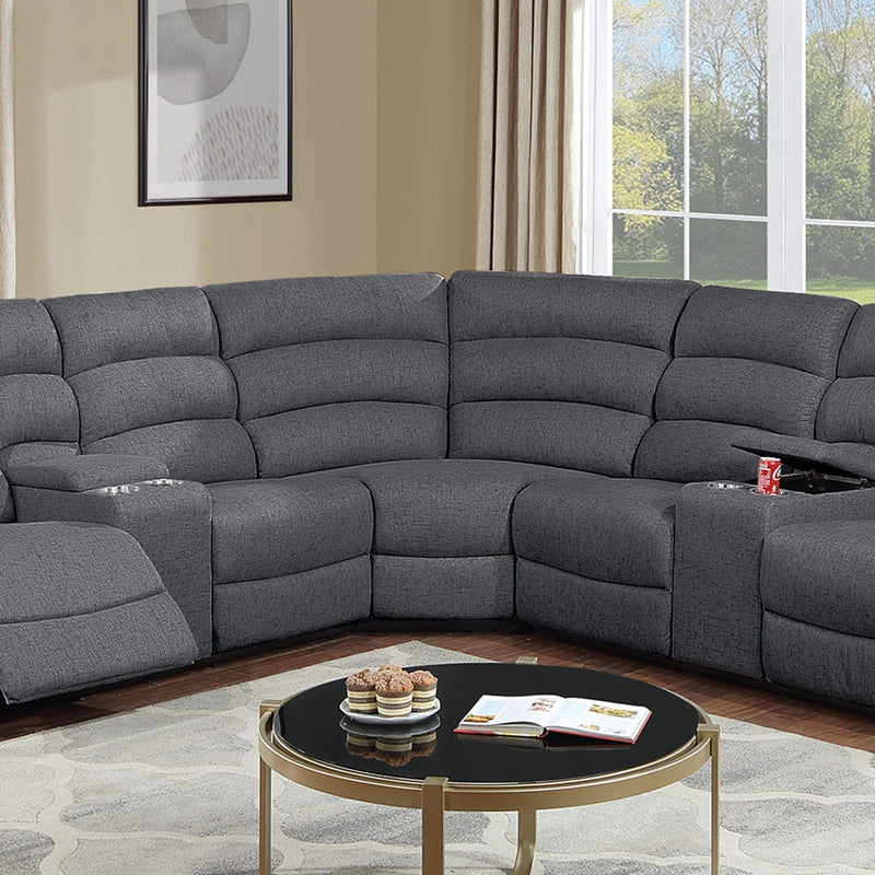 Manual Motion Reclining Loveseat 3 Piece Sectional Set With Console Storage And Cup Holders