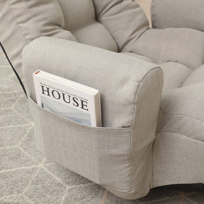 Modern With Metal Frame Swivel Game Lounge Chair With Adjustable Headrest And Waist Support, 360 Degree Rotatable Leisure Chair For Living Room - Gray