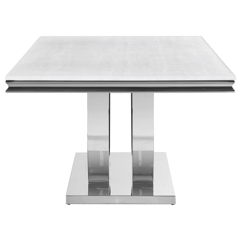 Allessandra - Rectangular U-Shaped Base Dining Table - White / Silver