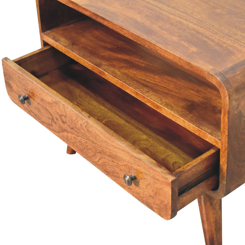 Mini Curved Media Unit - Chestnut
