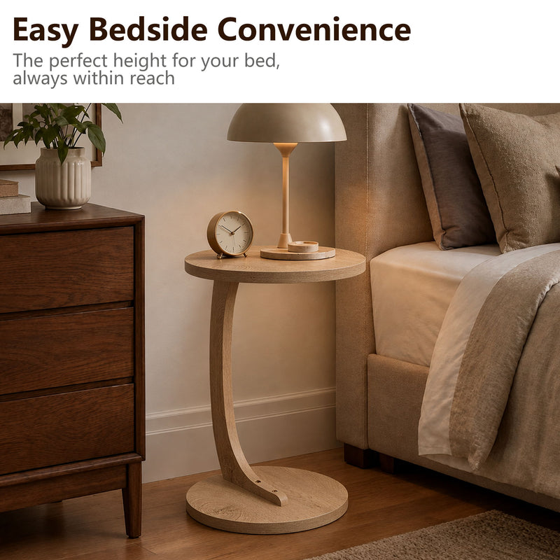 C - Shaped End Table With Sturdy Base