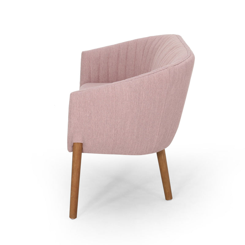 Mid Century Modern Loveseat With Channel Stitched Backrest
