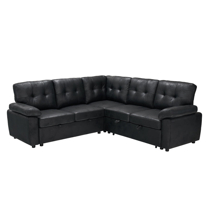 Convertible Sectional Sofa Bed With Pull Out Sleeper And Storage