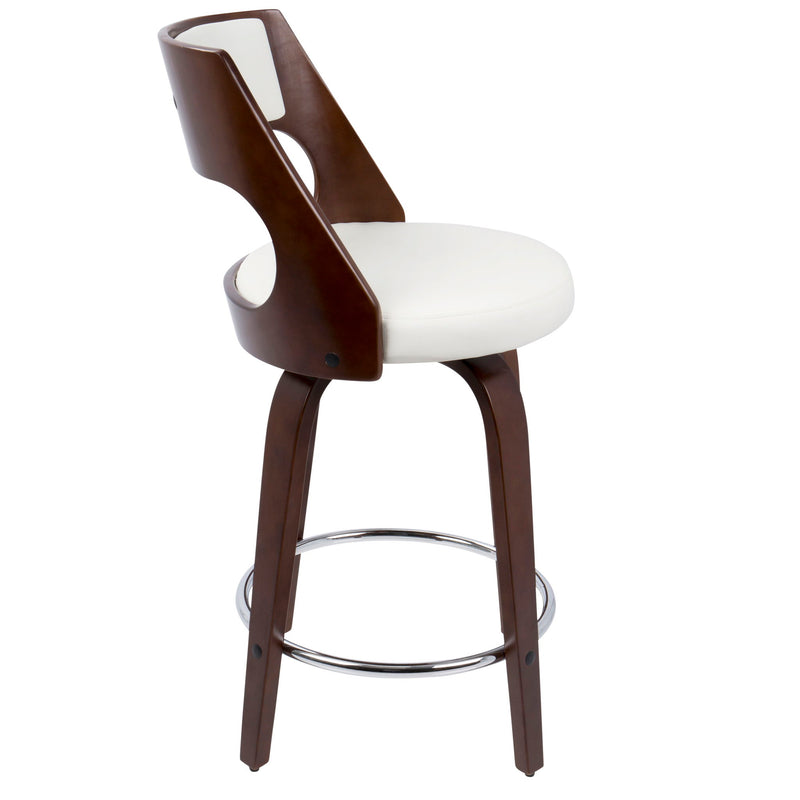 Cecina - Mid-Century Modern Fixed Height Counter Stool With Swivel And Round Footrest (Set of 2)