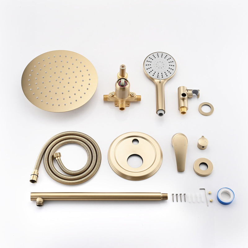 Wall Mounted Shower Set With High Pressure 10" Rain Shower Head And 5 Function Handheld Shower Head
