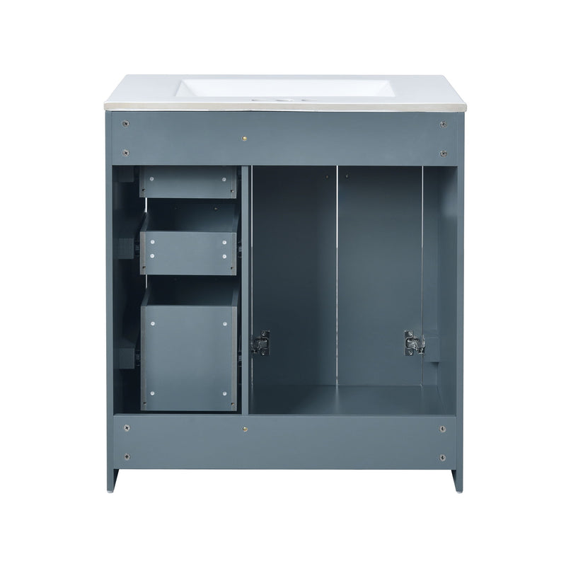 Bathroom Vanity With Sink, Storage Cabinet, Freestanding Set With 3 Drawers & Soft Closing Doors