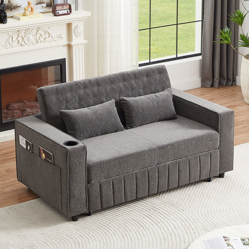 Pull-Out Sofa Bed Convertible Couch With Adjustable Backrest For Living Room
