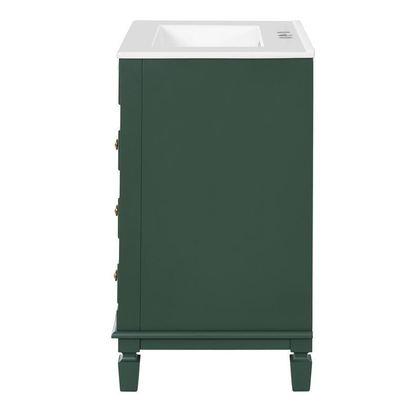 Bathroom Vanity With Sink, Compact Cabinet & 2 Drawers And Adjustable Shelf