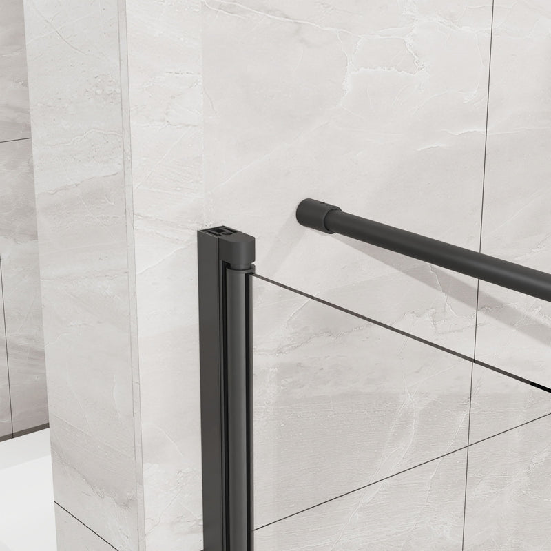 Corner Shower Enclosure, Frameless Pivot Door - Matte Black