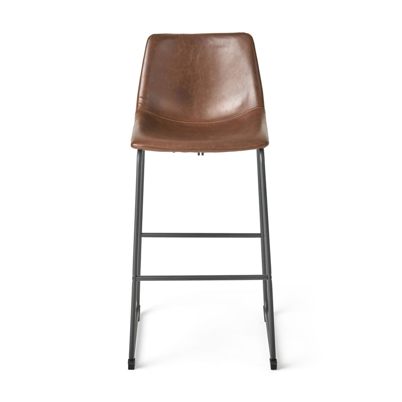 Barstool With Upholstery And Foot Rail - Vintage Brown