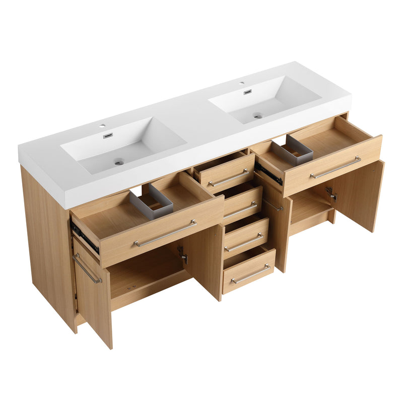 Freestanding Bathroom Vanity With Resin Sink, Soft-Closing Doors And Drawers