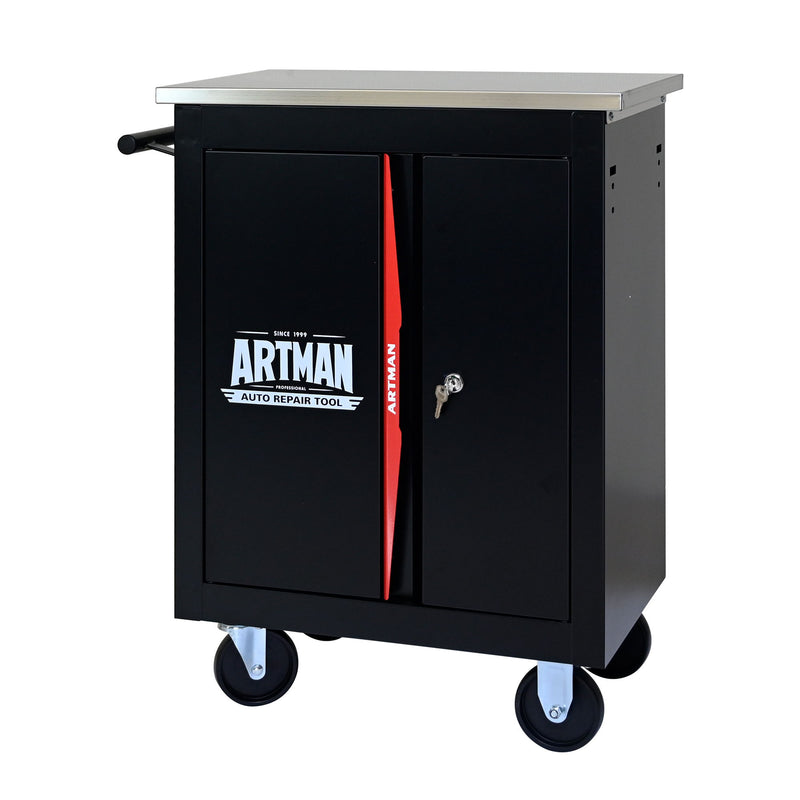 Double Door Clapboardl Multi Function Tool Cart - Black / Red
