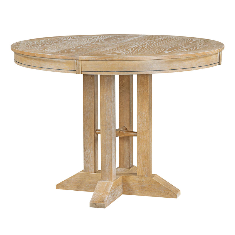 Dining Set & Extendable Round Table And 4 Upholstered Chairs