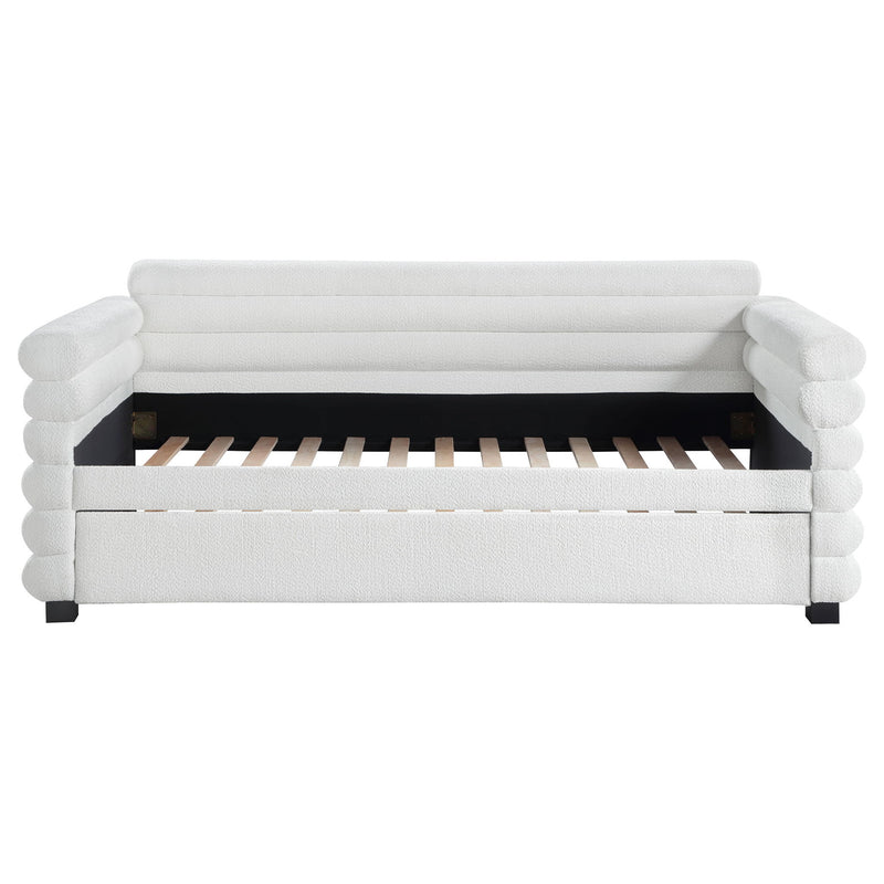 Fandango - Upholstered Twin Day Bed With Trundle - White