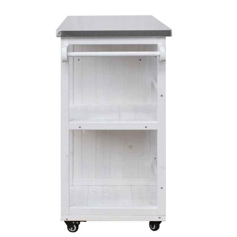 Outdoor Kitchen Island Prep Station With Lockable Wheels, Ample Storage, Towel & Spice Racks