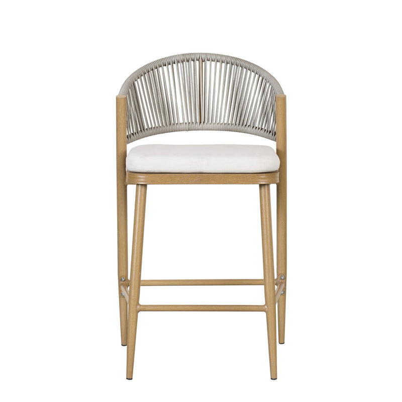 Outdoor 26" Counter Height Metal Frame Counter Stools With Scallop Shaped Backrest & Water Resistant Cushions