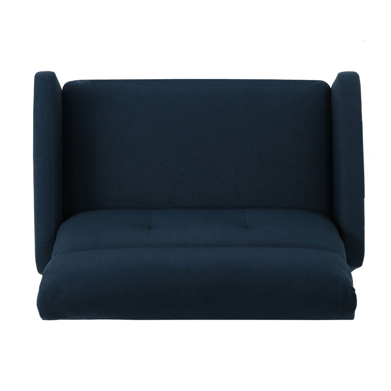 Alma - Contemporary Upholstered Loveseat Recliner - Navy Blue