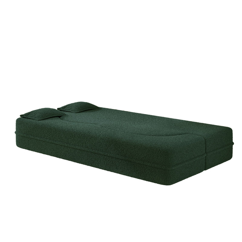 Modern Floor Sleeper Sofa Bed With 2 Pillows, Convertible Twin Size Folding Mattress For Living Room