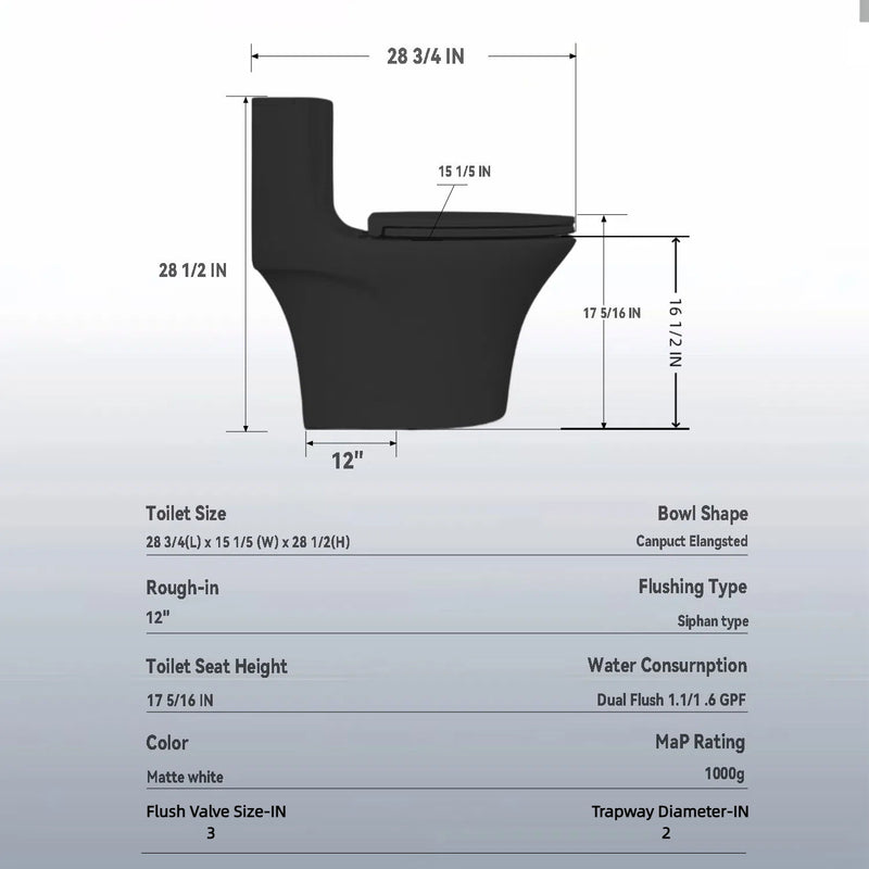 1 Piece Toilet With Dual Flush And Soft Closing Seat
