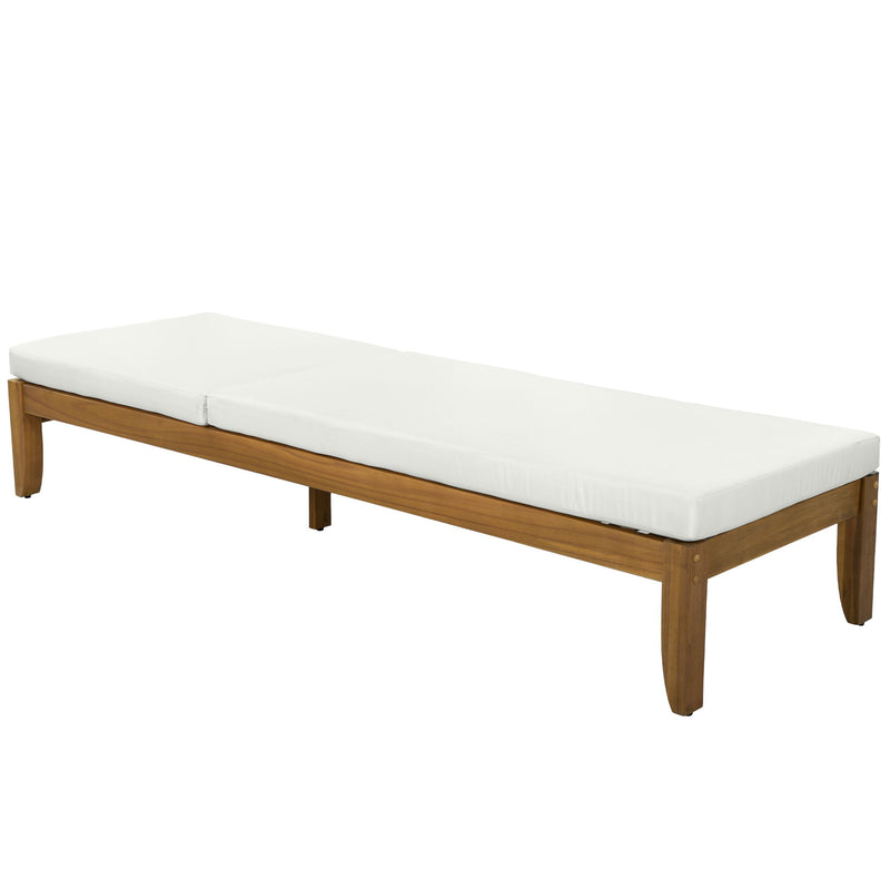Adjustable Outdoor Patio Lounge Chair Chaise Lounge - Beige / Natural