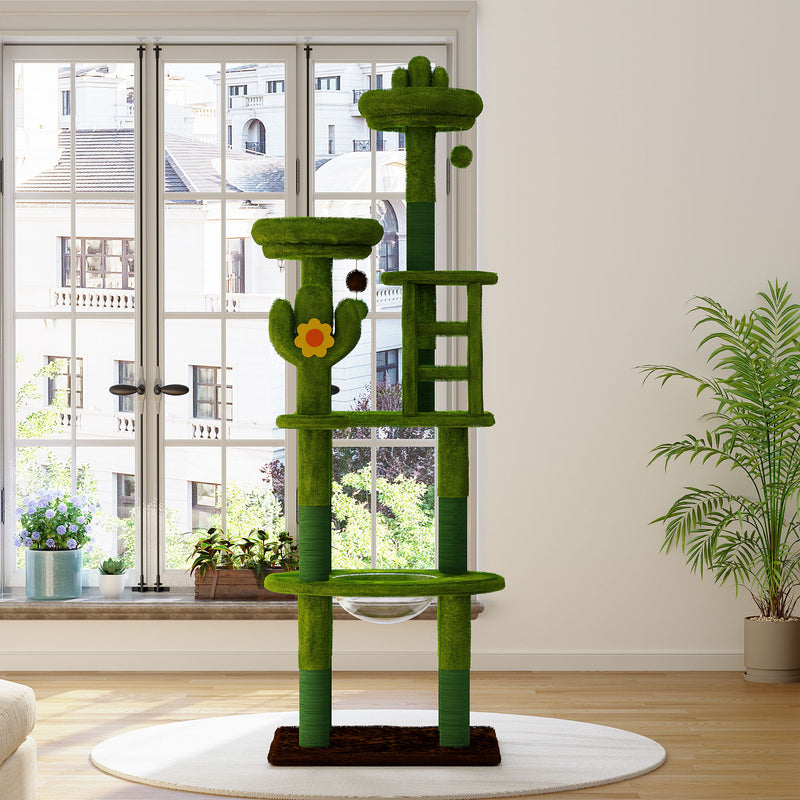 Cactus Cat Tree With Transparent Capsule