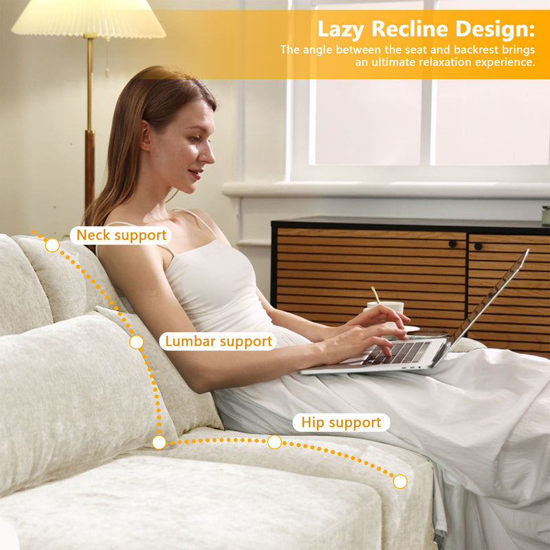 Stylish Sofa With Ottoman And Lumbar Pillows, Ergonomic Design