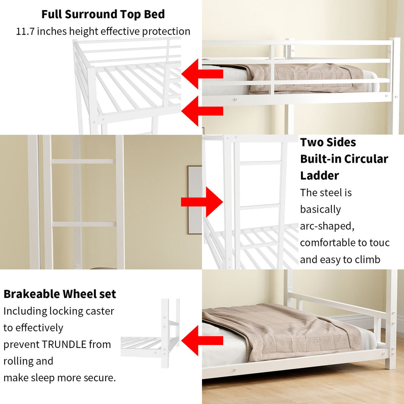 Bunk Bed With Noise Reduction And Safety Guardrail