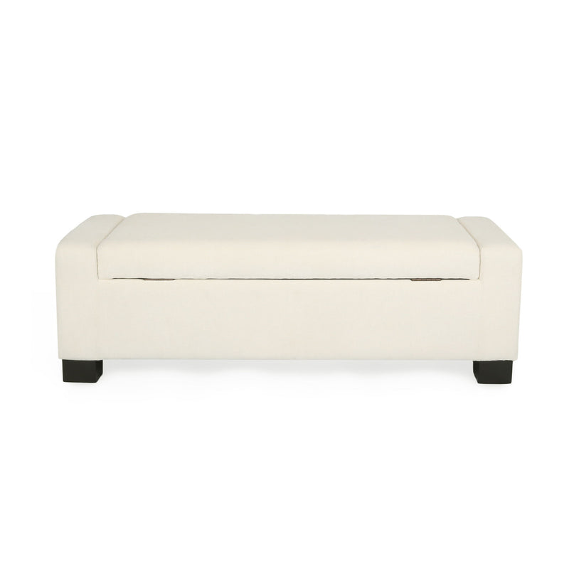 Textured Fabric Ottoman Bench With Hinged Lid