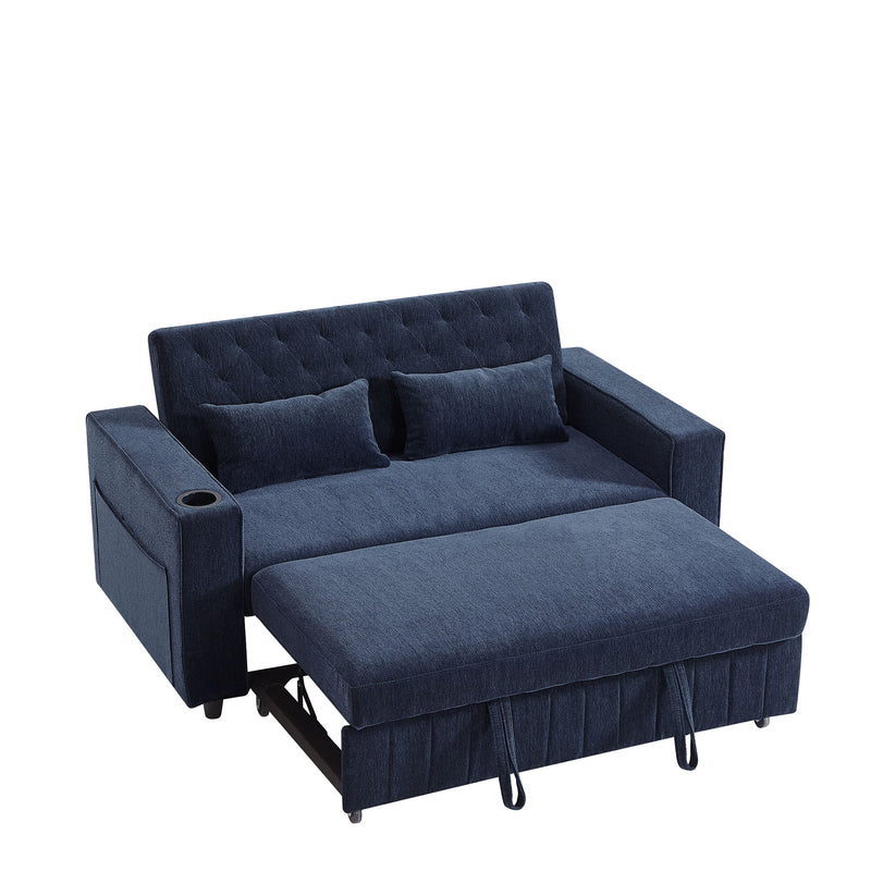 Pull-Out Sofa Bed Convertible Couch With Adjustable Backrest For Living Room