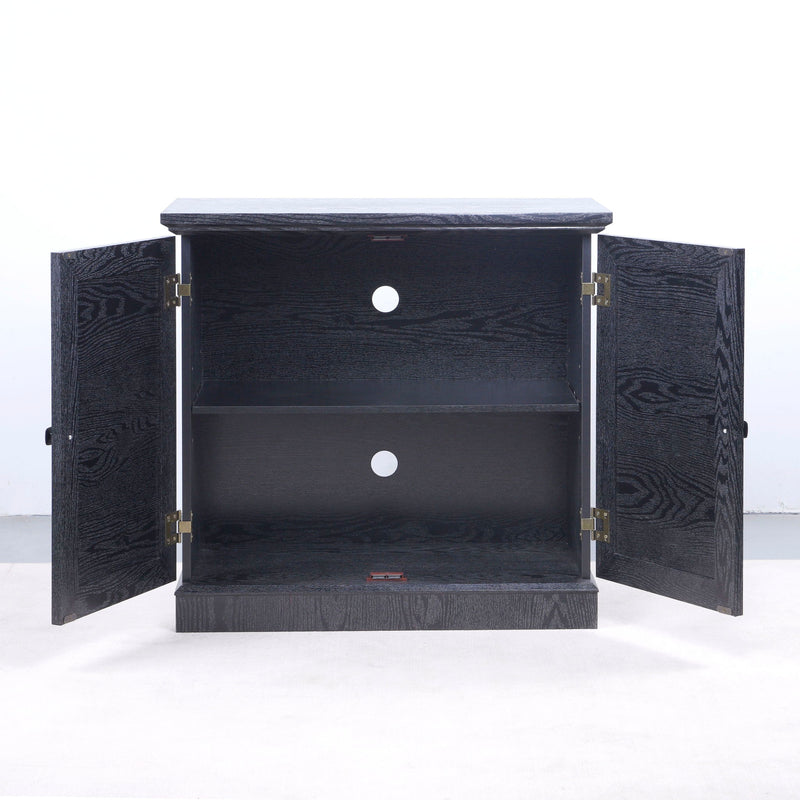 Sideboard Cabinet With Mirrored Doors, Adjustable Shelf, Metal Handles