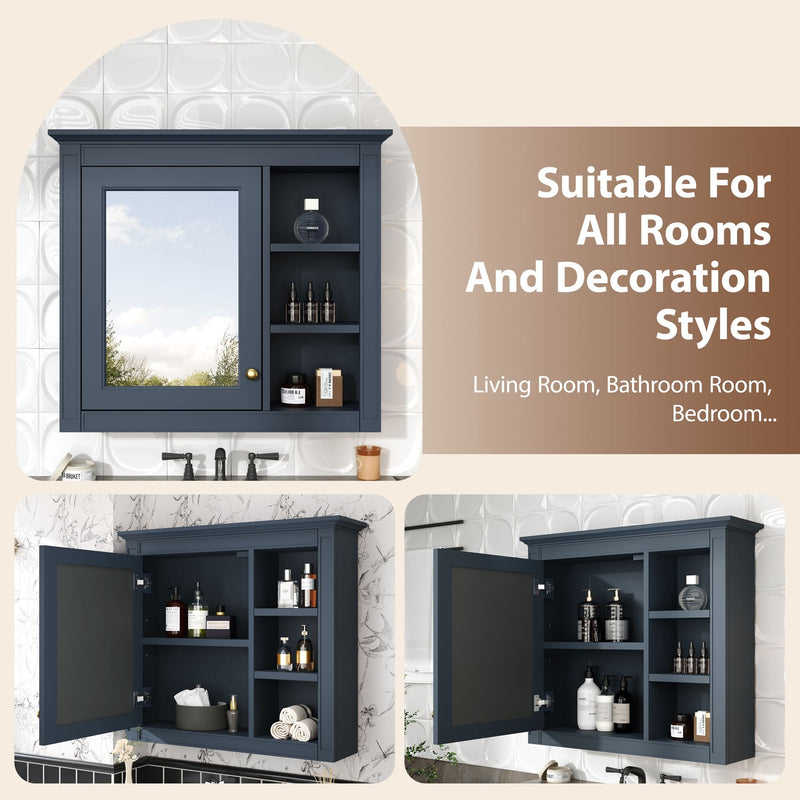 Wall Mounted Medicine Cabinet With Mirror And 3 Open Shelves