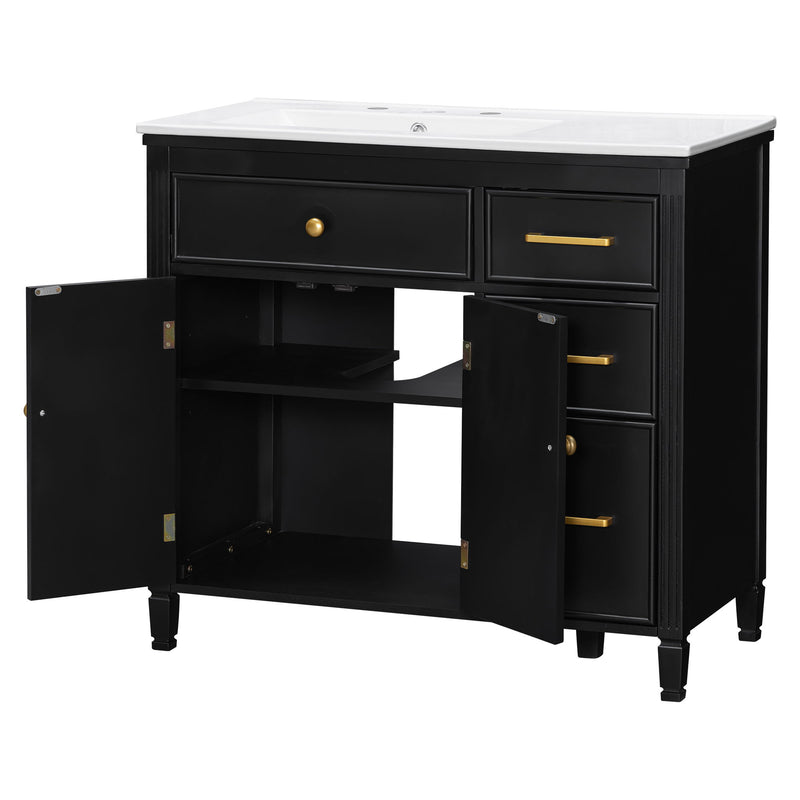 Bathroom Vanity With Sink Top, 3 Soft Closing Drawers